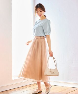 Feroux シャイニープリーツスカート ベージュ系