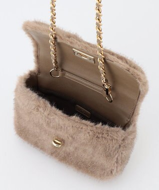 23区 フェイクファーチェーン ショルダー バッグ ブラウン系