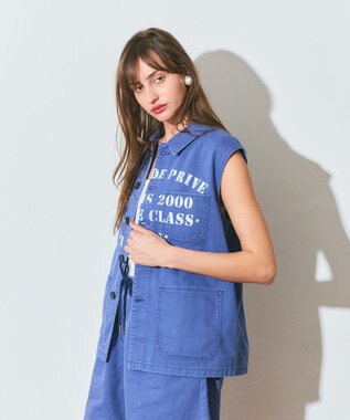 GRACE CONTINENTAL ヘリンボーンツイルジレ ネイビー