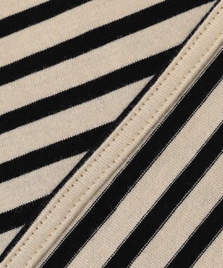 ANY リブポイントテールＴシャツ ベージュ×ブラック