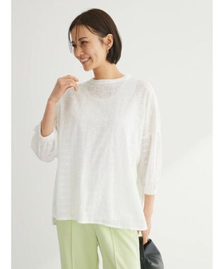 Green Parks インド綿 SET２点 刺繍７分丈ブラウス＋タンクトップ Off White