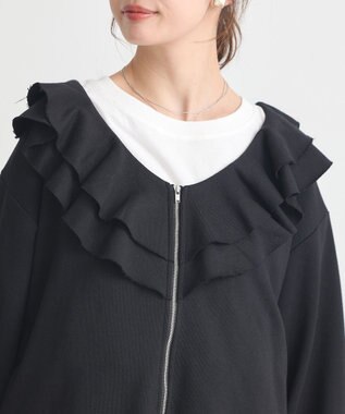 earth music&ecology 【裏毛】フリルカラーＺｉｐウラケブルゾン Black