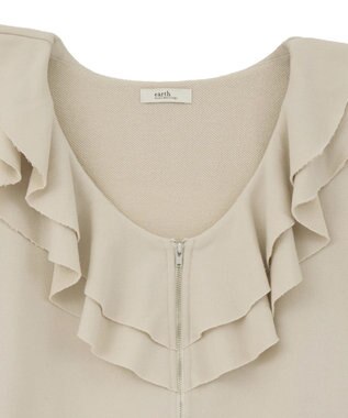 earth music&ecology 【裏毛】フリルカラーＺｉｐウラケブルゾン Ecru