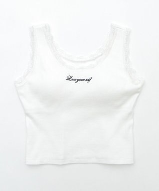 WEGO 【カップ付きインナー】カップインレースタンク ホワイト