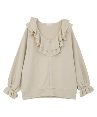earth music&ecology 【裏毛】フリルカラーＺｉｐウラケブルゾン Ecru