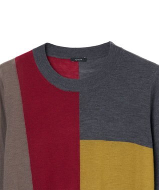 JOSEPH 【洗える】キャッシュエアーオーバーレイ　ラウンドネックニット Smoke combo