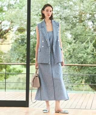GRACE CONTINENTAL シャンブレーツイードジャンパースカート ブルー