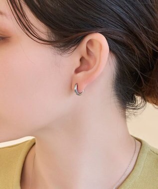 Phoebe 【痛くないシリーズ/金属アレルギー対応】ミニマルストレートフープライトフィットイヤリング　シルバー シルバー