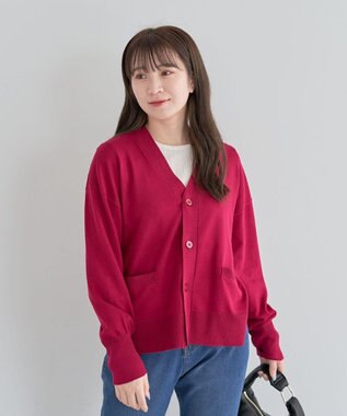 Green Parks 洗える　Ｖネックカーディガン Rose