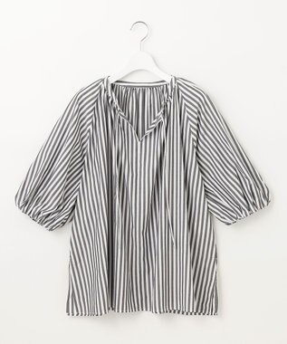 UNFILO 【洗える】イージーケア ボリュームスリーブブラウス ブラック系