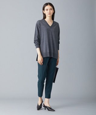 ICB 【洗える】 コンパクトウール Vネックプルオーバー ライトグレー系