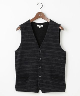 JOSEPH ABBOUD 【洗える/ソフトな肌触り/軽い】シェニールヤーンジャカードニット ベスト グレー系