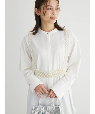 Green Parks イージーケア　比翼ボタンチュニック Off White