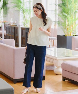 Tiaclasse 【洗える】フリルチュールレーストップス オフホワイト