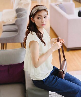 Tiaclasse 【洗える】フリルチュールレーストップス オフホワイト