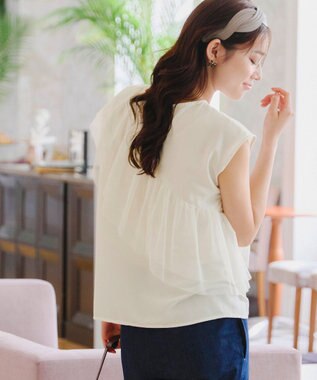 Tiaclasse 【洗える】フリルチュールレーストップス オフホワイト