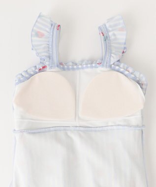 ANY KIDS ストライプ×フルーツ ワンピース 水着 サックスブルー系