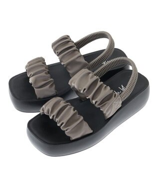 Green Parks ・ｒｉｃｈｂｌｕｅ　ギャザーアツゾコサンダル Gray Beige