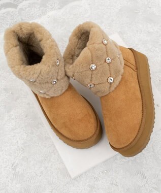 Bridget Birkin 【Bridget Birkin】キルティングビジュームートンブーツ