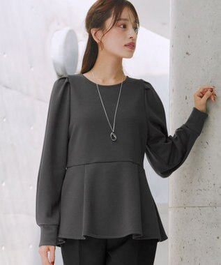 Tiaclasse 【洗える】ダイバー裾フレアプルオーバー チャコールグレー