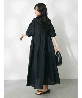 CRAFT STANDARD BOUTIQUE インド綿ティアードマキシワンピース Black