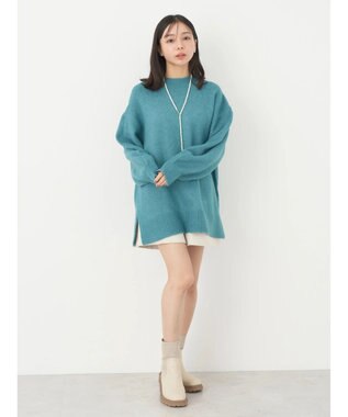 earth music&ecology ＦＬＵＦＦＹハイネックチュニック Blue Green