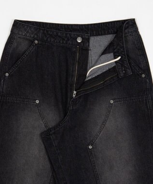 WEGO ワーカーズダブルニーデニムパンツ デニムブラックソノタ