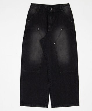 WEGO ワーカーズダブルニーデニムパンツ デニムブラックソノタ