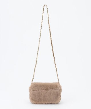 23区 フェイクファーチェーン ショルダー バッグ ブラウン系