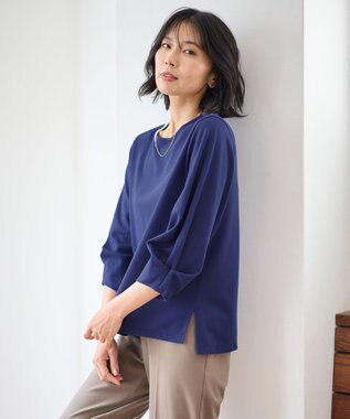 ANY L 【洗濯機可】袖タックプルオーバー ブルー