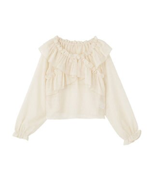 earth music&ecology シアーチェック2wayオフショルブラウス Ivory