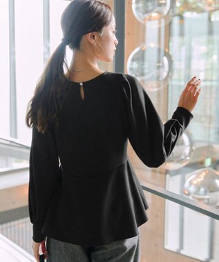 Tiaclasse 【洗える】ダイバー裾フレアプルオーバー ブラック