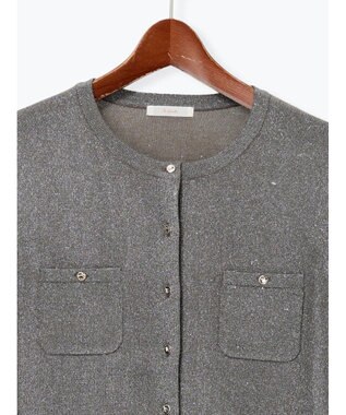 Te chichi ポケットデザインクルーネックカーディガン チャコールグレー