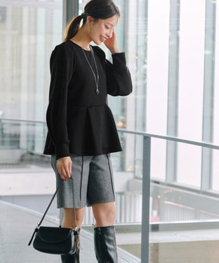 Tiaclasse 【洗える】ダイバー裾フレアプルオーバー ブラック