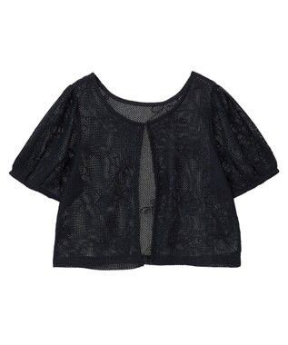 earth music&ecology フラワーコード刺繍カーディガン Black