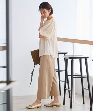 自由区 【洗える・XSサイズあり】ファニースリーブ ブラウス ベージュ系