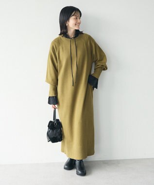 CRAFT STANDARD BOUTIQUE 洗える/とてもちニットワンピース Khaki