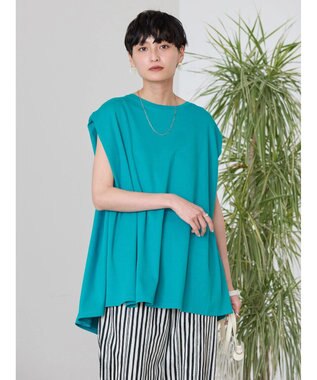 AMERICAN HOLIC 接触冷感フレンチスリーブカットチュニック Turquoise Blue