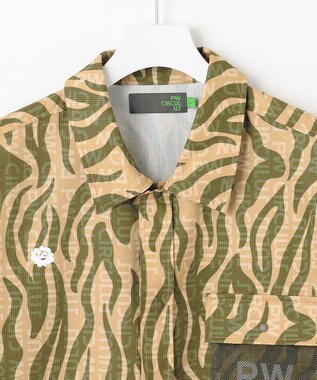 PW CIRCULUS 【MEN】ストライプカモフラ メッシュポケットシャツ ゴルフ カーキ系5