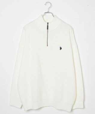 WEGO U.S. POLO ASSN.|別注畔編みハーフジップセーター オフホワイト