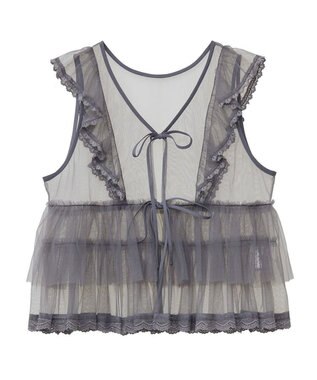 Green Parks ・ＥＬＥＮＣＡＲＥ　ＤＵＥ　チュールラッフルベスト Charcoal Gray