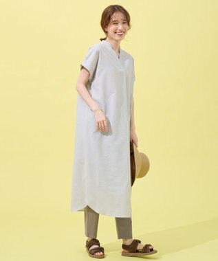 ANY 【洗濯機可】サッカーストライプワンピース グレーストライプ