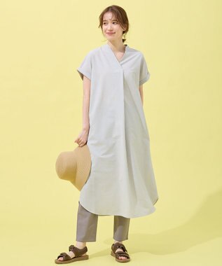 ANY 【洗濯機可】サッカーストライプワンピース グレーストライプ