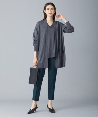 ICB 【洗える】 コンパクトウール Vネックプルオーバー ライトグレー系