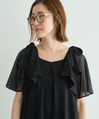 YECCA VECCA リボンスリーブブラウス Black