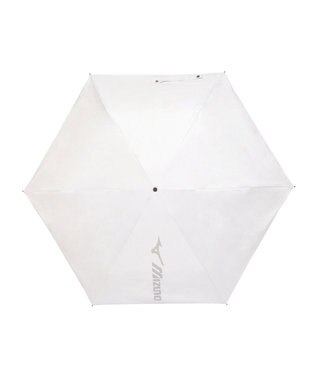 MOONBAT 【WEB限定】MIZUNO  (ミズノ)  BIGロゴ 無地 日傘 折りたたみ傘 パラソル 晴雨兼用 軽量 一級遮光 遮熱効果 遮光率100% UV遮蔽100% ホワイト