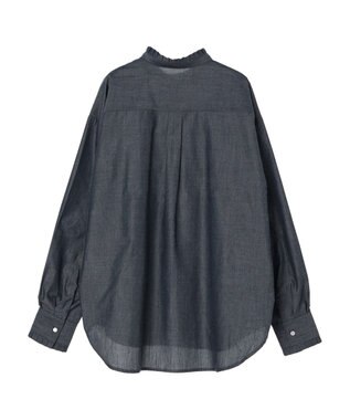 earth music&ecology スタンドフリルシャツ Blue