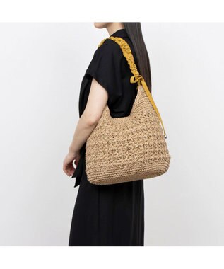 UNBILLION カシュカシュ cachecache / ドロストギャザーハンドル柄編2wayトート マスタード