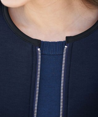 Tiaclasse パイピングノーカラーダンボールコート ネイビー