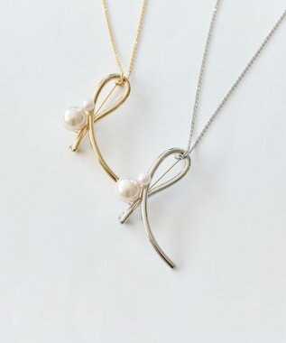 Phoebe 2wayクロスメタルパールブローチネックレス　シルバー シルバー